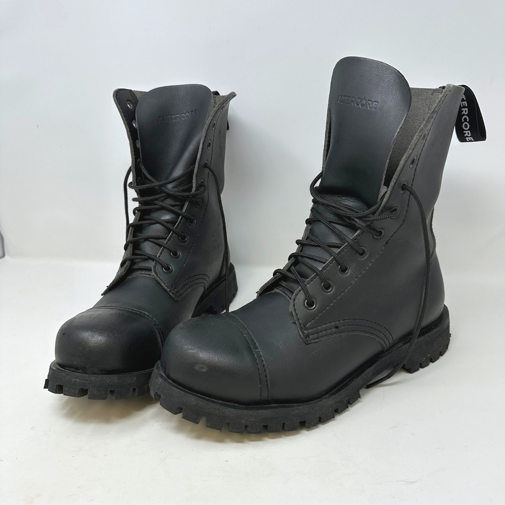 Altercore 10 Eyelet Lace Up Leather Combat Boots‎ Black 41